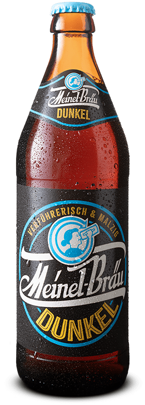 Eine Euro-Bierflasche 500 ml mit einem dunkelbraunen Etikett.